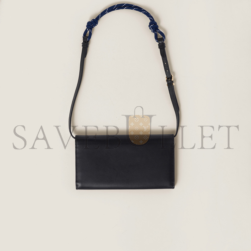 MIU MIU LEATHER WALLET WITH LEATHER AND CORD SHOULDER STRAP 5MT025 (19*9.5*2cm)